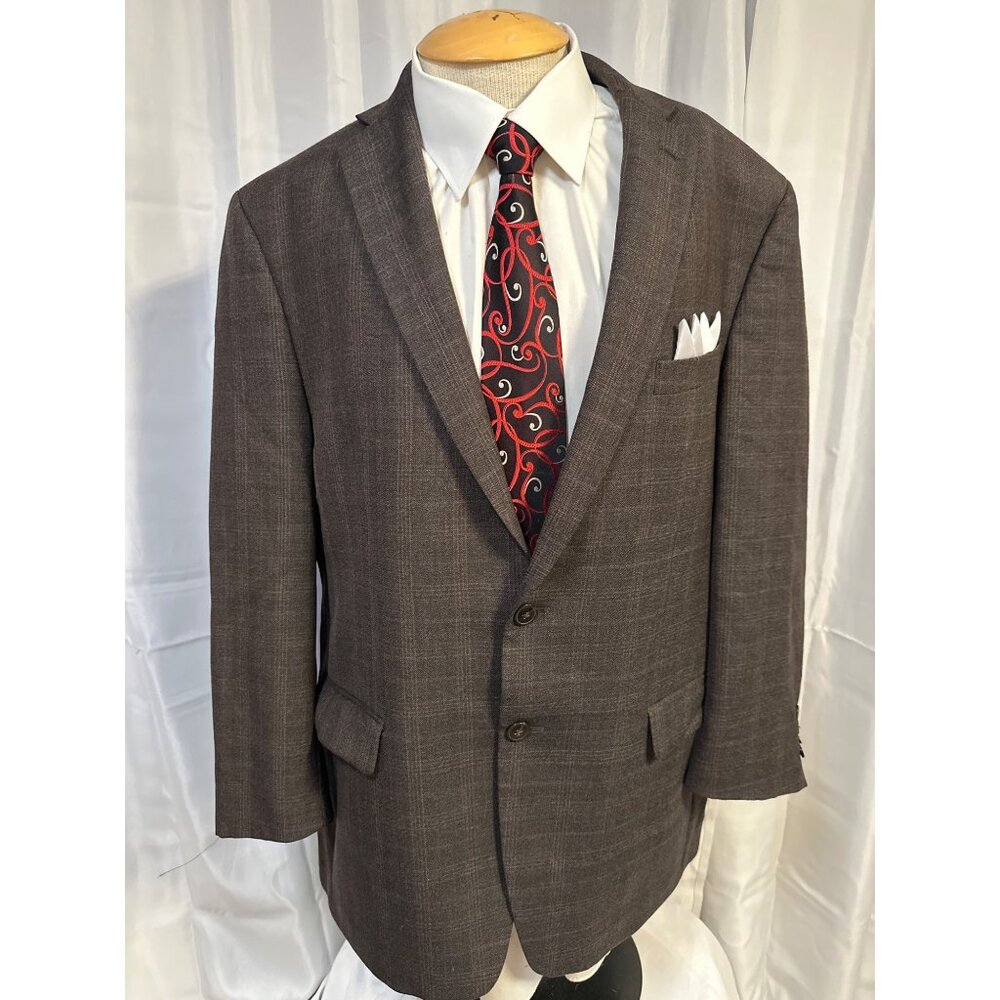 Calvin Klein Mens Wool Suit Jacket Blazer 44R Dark Brown With Notch Lapel & Butt